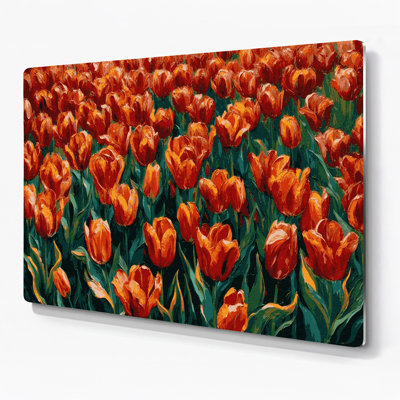 «Botanical Tulips», art mural en métal vert