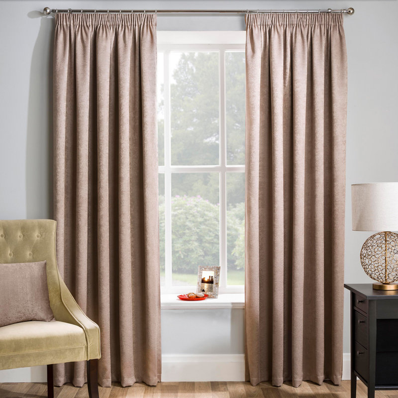 Armington Pencil Pleat Light Reducing Thermal Curtain, Latte, 168cm Width x 183cm Drop