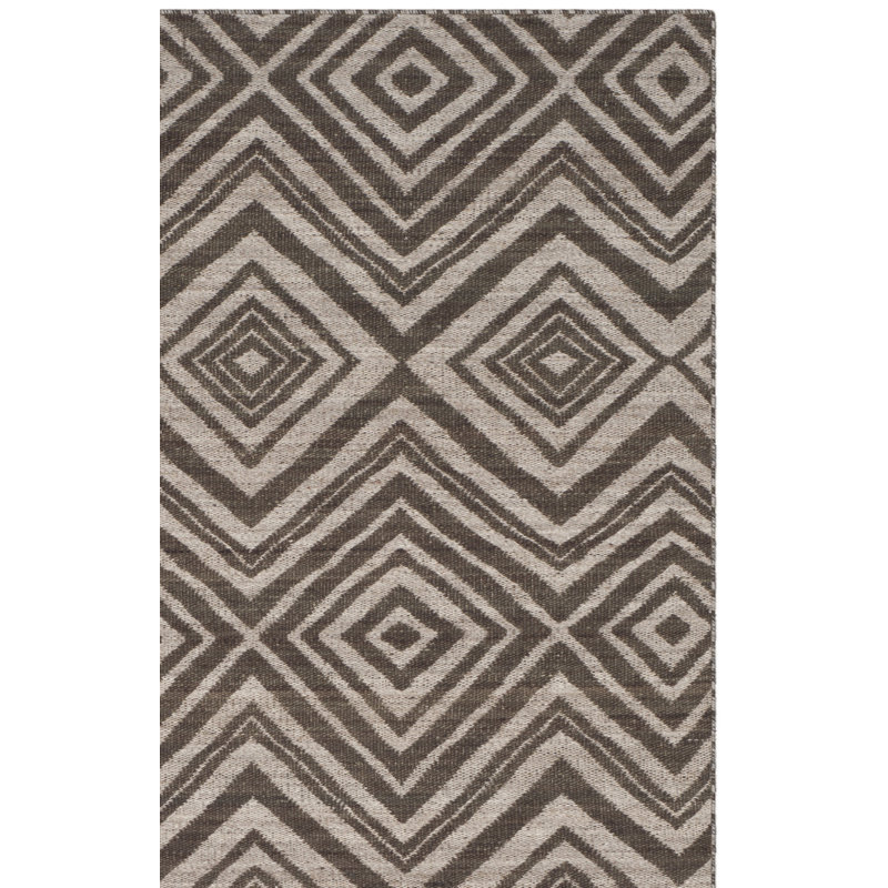 Kilim Hand Woven Wool Geometric Rug, Rectangle 4' x 6'