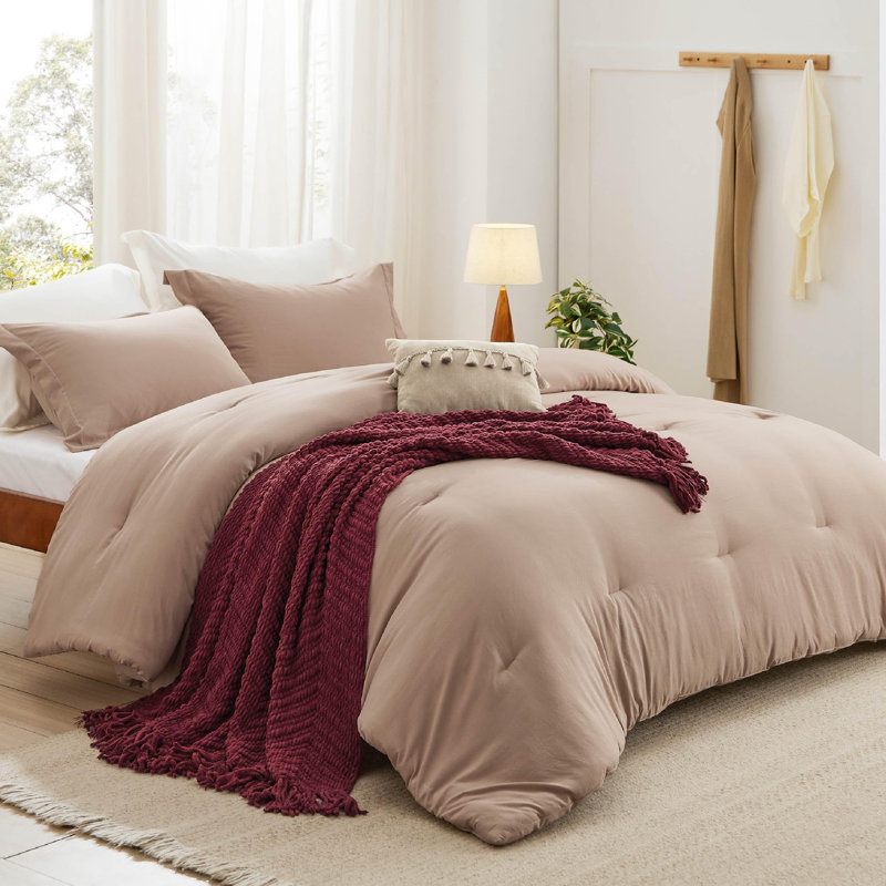 Lits dans un sac, ensemble de lit avec édredon, taies décoratives, coussin décoratif, couverture en chenille