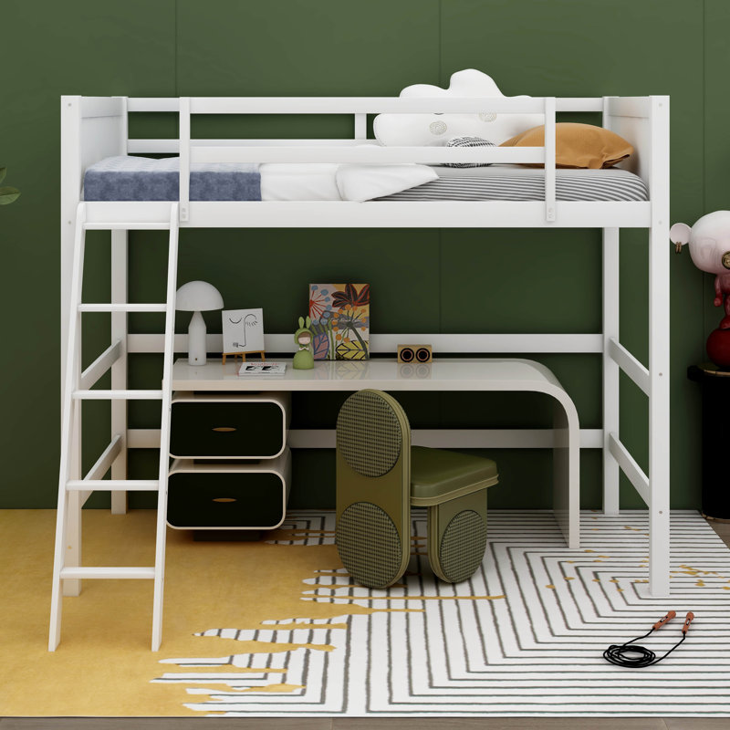 Eufrasia Kids Twin Loft Bed, White