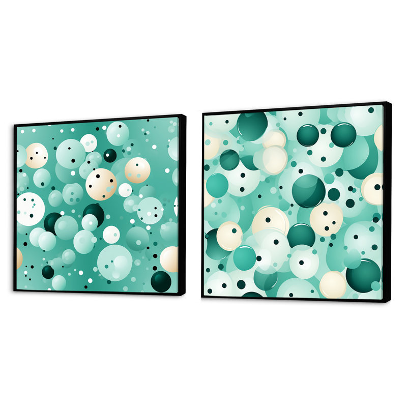 Cion - Ensemble de 2 collages carrés à formes abstraites, Cadre flottant noir, H 30 po x l 61 po
