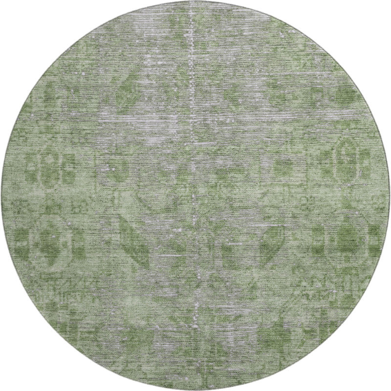 Premium Machine Washable Larock AMF1228 Global Rug, Round 8'