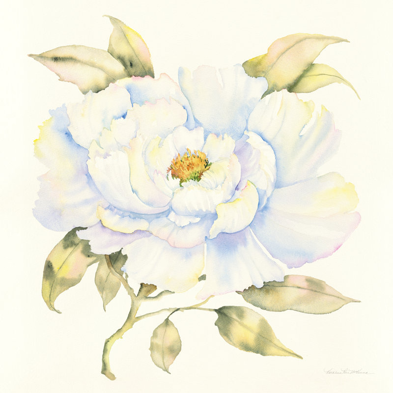 Peony by Kathleen Parr McKenna - No Frame Painting on Canvas, 30cm H x 30cm W