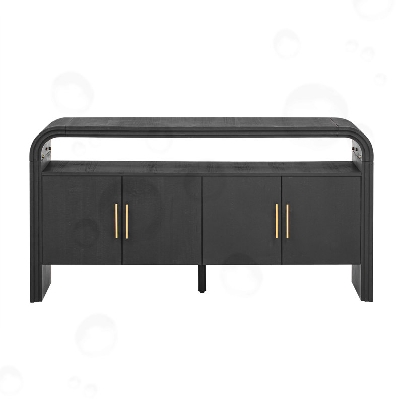 La console comporte un placage de sapin traité durable, Noir