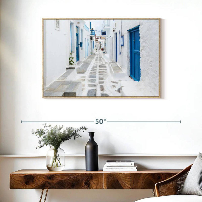 Mykonos Street, Cadre flottant en bois naturel, 37 po x 25 po