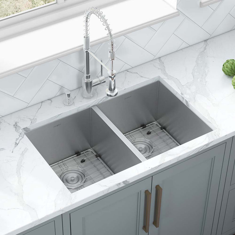 Ruvati 30-Inch Stainless Steel Double Bowl Undermount Kitchen Sink