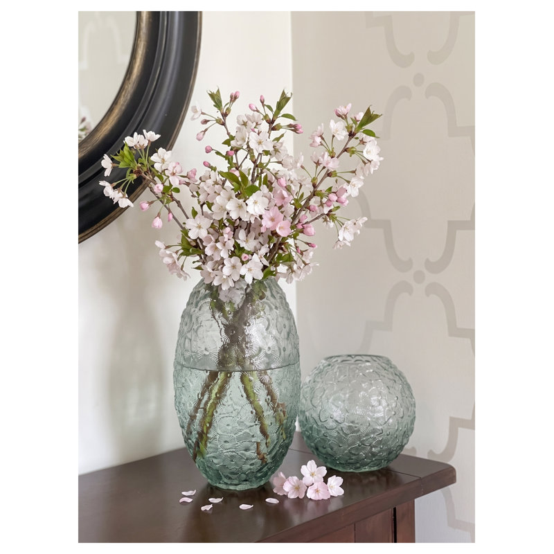 Vase en verre vert 13,5 "H