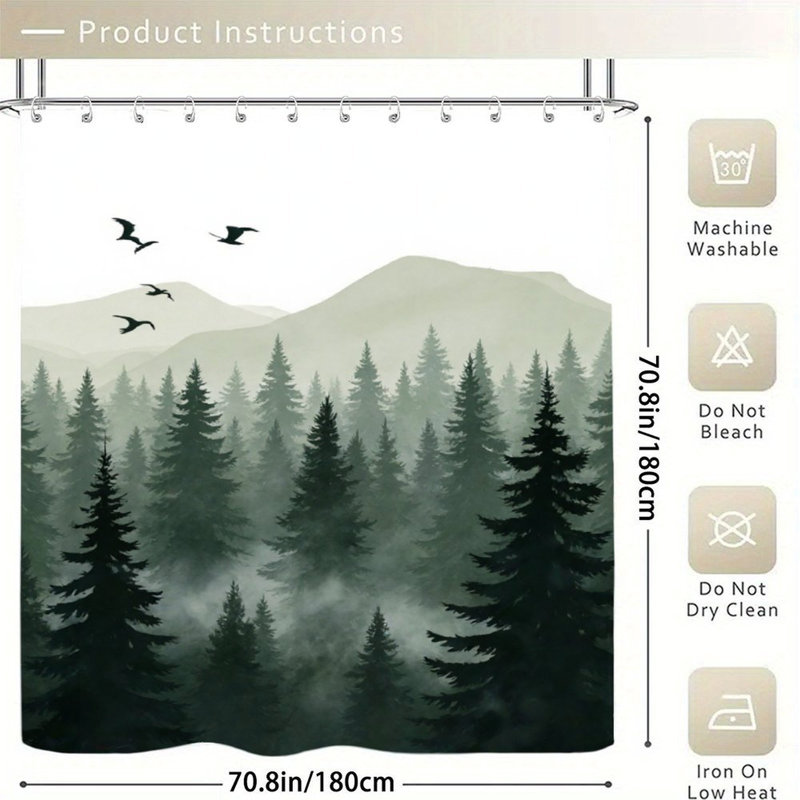 Rideaux de douche Misty Forest Mountain, 71 × 71