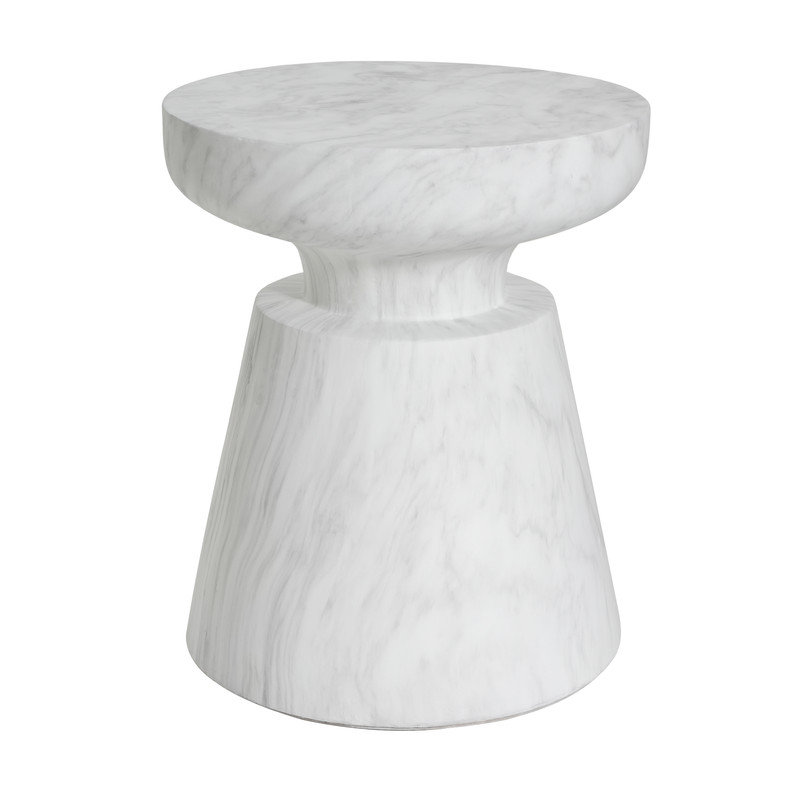 Table d'appoint en béton à finition moderne pour l'intérieur et l'extérieur, H 18 po x l 15 po x P 15 po, Blanc