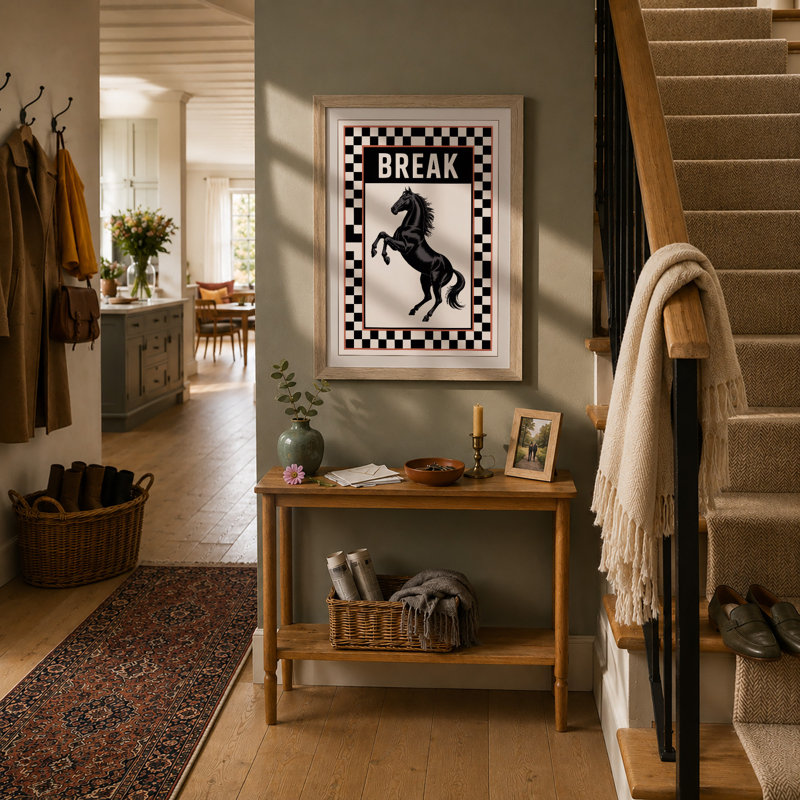 Break Horse Graphic - Framed Print, Oak, A4 - 29.7 x 21.0 cm