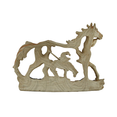 Statue rustique de cheval guerrier amérindien en résine coulée à froid, représentant la fin du sentier, 30 cm de large.