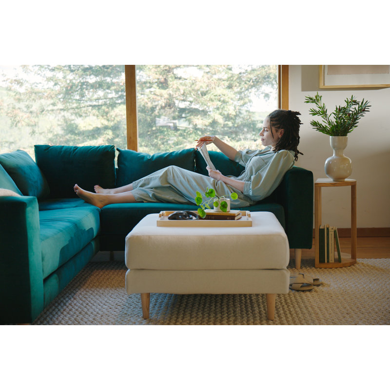 Essential 5-Seat Corner Sectional, Metal, Cornflower Recycled Velvet