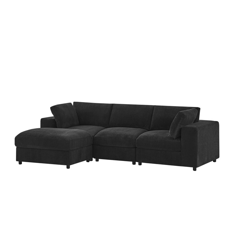 Canapé modulaire en velours côtelé Beglobe, Black Corduroy