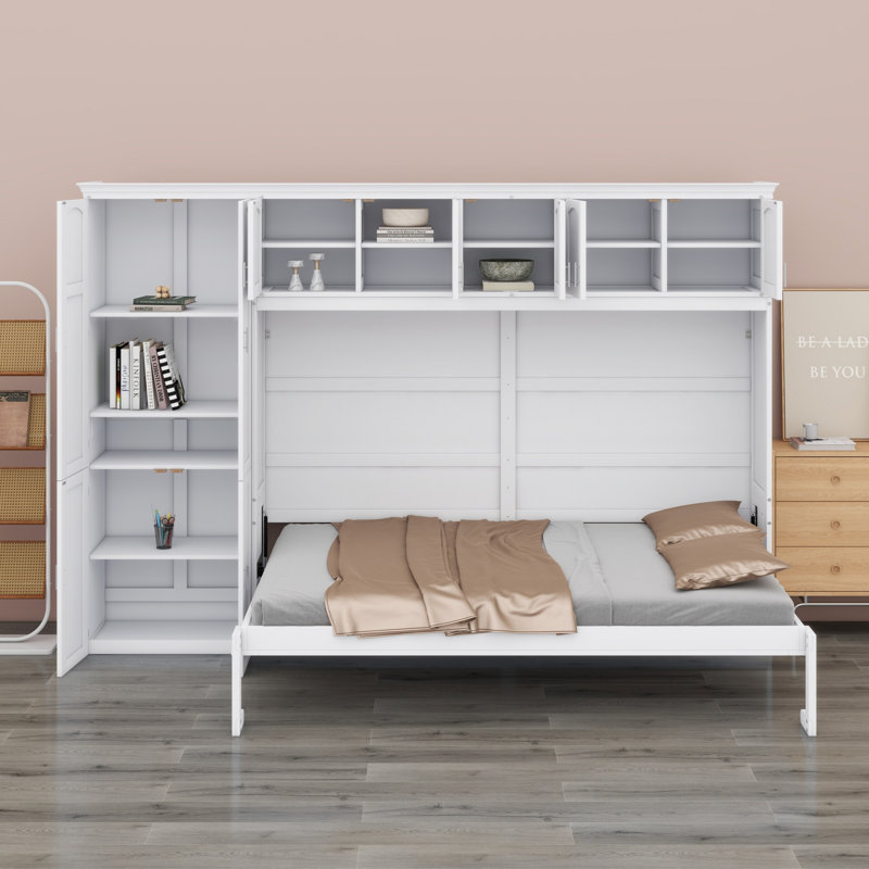 Lit escamotable mural avec armoires Murphy, Blanc