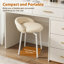 Mignonne chaise de coiffeuse avec cadre en or, fauteuil de maquillage avec dossier bas pour les petits espaces, tabouret de coiffeuse moderne en cuir Pu pour chambre à coucher, blanc