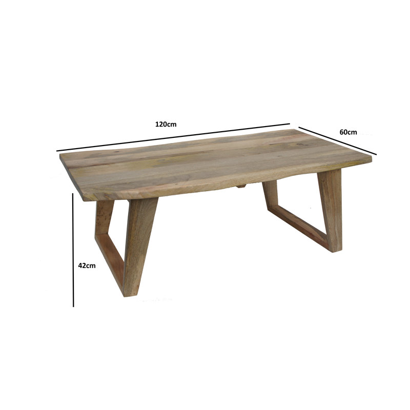 Tommen Solid Wood Sled Coffee Table, Light Brown