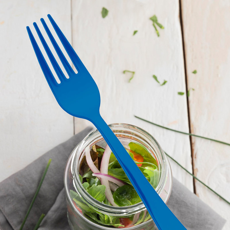 Fourchettes de fête jetables en plastique bleu - 600 fourchettes