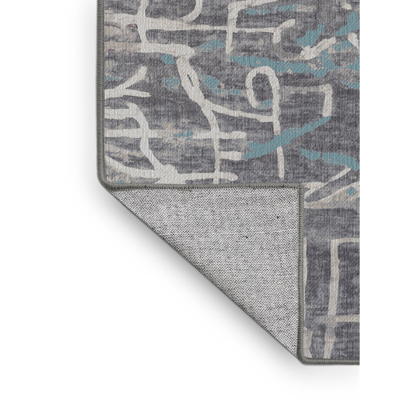 Machine Washable Gray Area Rug, Rectangle 6' x 9'