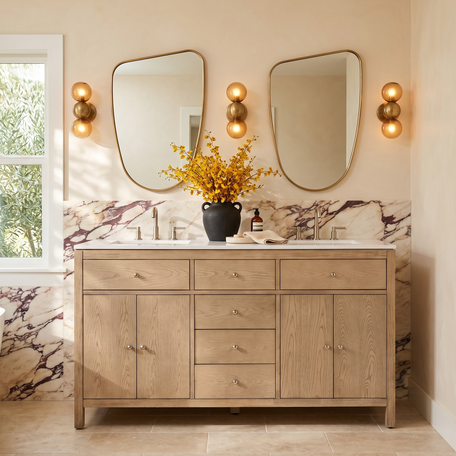 Celine 60" Acacia Double Bathroom Vanity, Brown