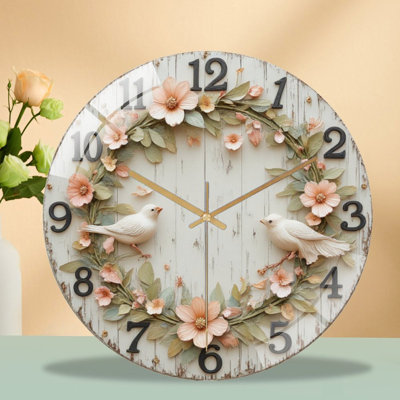 Horloge murale à motif floral 12 po