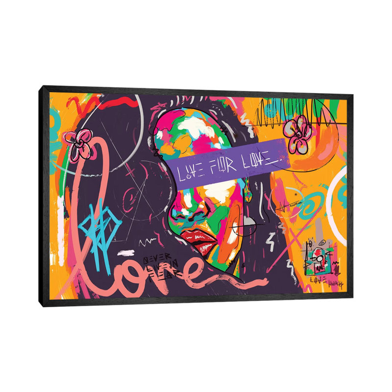 Live For Love Og by Nuwarhol - Print on Canvas, Black Framed, 66.04cm H x 101.6cm W x 3.81cm D