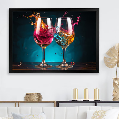 «Whimsical Cheers - Wine», art mural champagne
