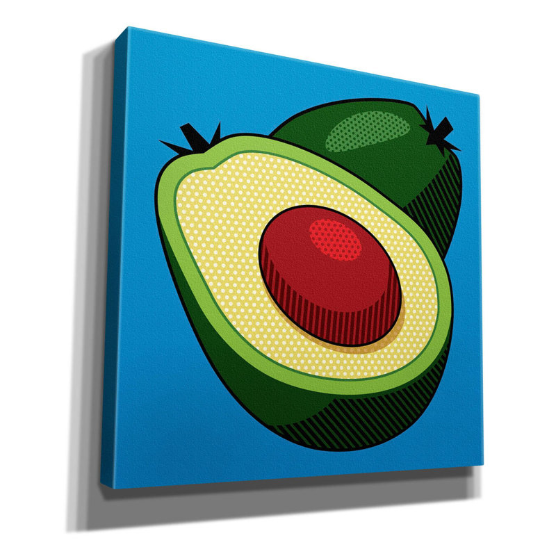 «Avocado On Blue On Canvas» par Ron Magnes, H 18 po x l 18 po x P 0,75 po
