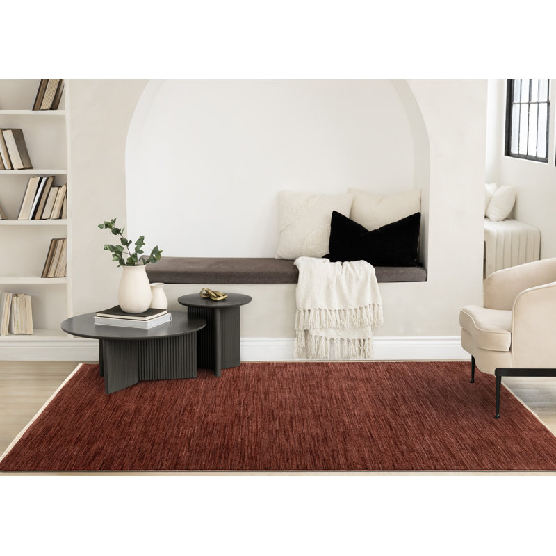 Tapis intérieur rouge élégant et moderne, 5 pi 3 po x 7 pi 10 po