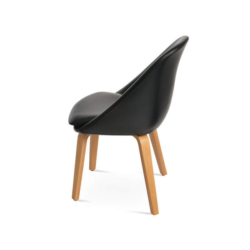 Chaise d'appoint rembourrée caramel, Noir, Naturel