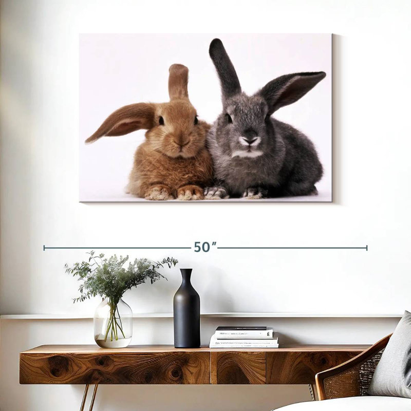 Lapins bruns et gris, H 26 po x l 39 po