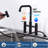 Brass 2-Handle Bridge Kitchen Faucet With Brass Side Sprayer 4-Hole Deck Mount Kitchen Faucet-112128073