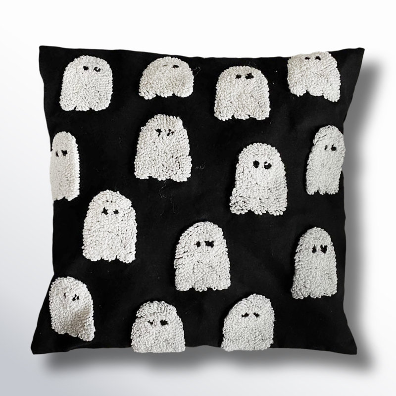 Black and White Tufted Cotton Ghost Pillow Cover