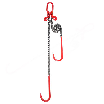 3/8" X 3' G80 Tow Chain J Hook V-Chain Bridle Grab Hook Wrecker 15600 Lbs