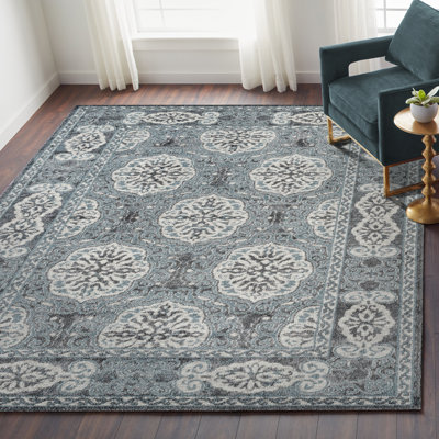 Honig Traditional Medallion Low Pile Performance Area Rug