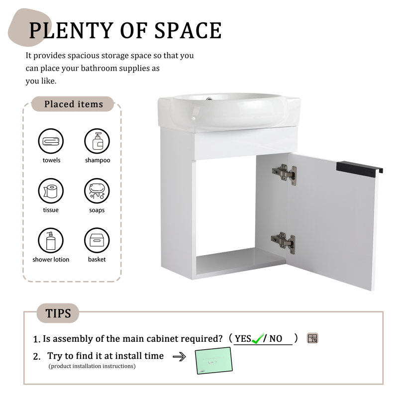 Hartvig 16'' Single Bathroom Vanity with Ceramic Top