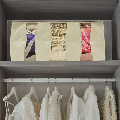 Organisateurs de sac de rangement en tissu pliable Sorbus, 3 sections, paquet de 2 beige