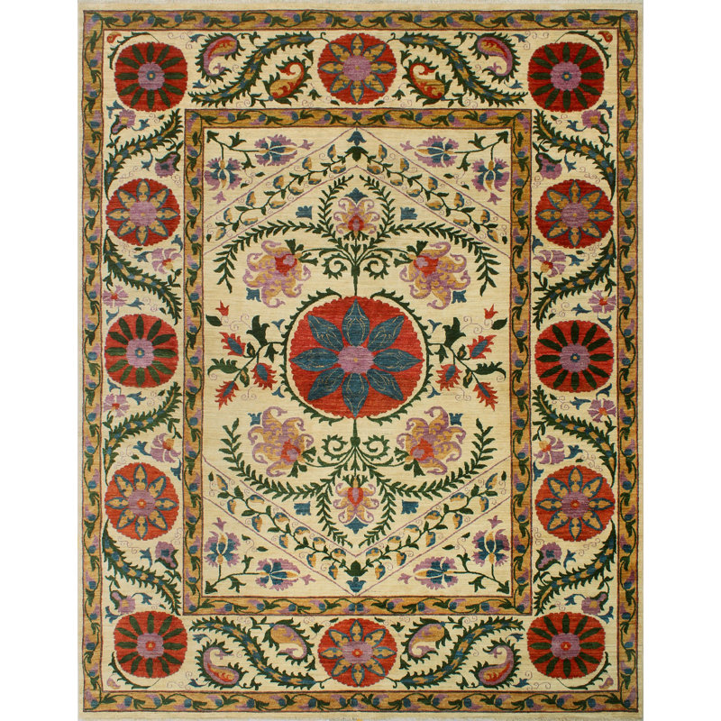 Abrego One-of-a-Kind 9'2" X 12'4" Wool Area Rug in Ivory