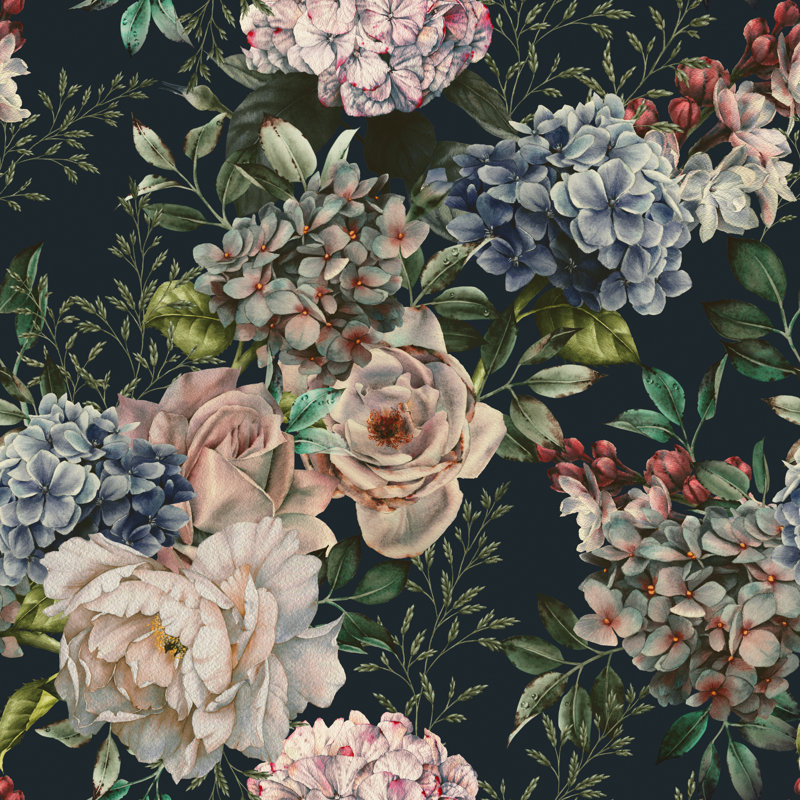 Gundolf, motif floral sans soudure sur toile par Olalya, peinture, H 12 po x l 12 po x P 1,25 po