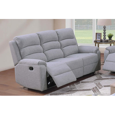 Modern Motion Sofa 1Pc Horizontal Tufting Cushion Backrest Upholstered Sofa Sincere Bone Finish Primary Living Room Furniture