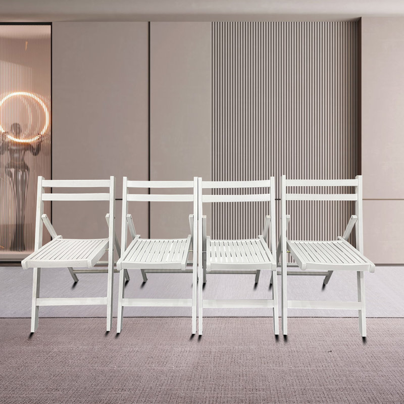Chaise pliante confortable en bois massif, pour l'extérieur et l'intérieur, Blanc