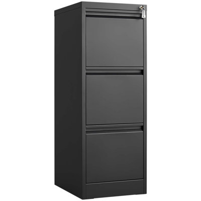Durable 3-Drawer Metal File Cabinet with Lock, Ideal for Home and Office Storage, Fits Letter/A4/Legal Files