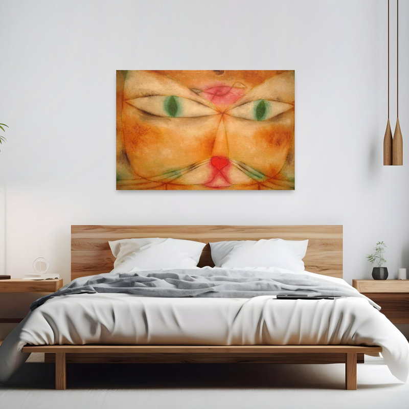 Chat et oiseau, reproduction d'art moderne, H 40 po x l 60 po