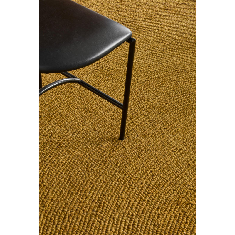 Hand Tufted Wool Area Rug in Ochre, Round 4'11"