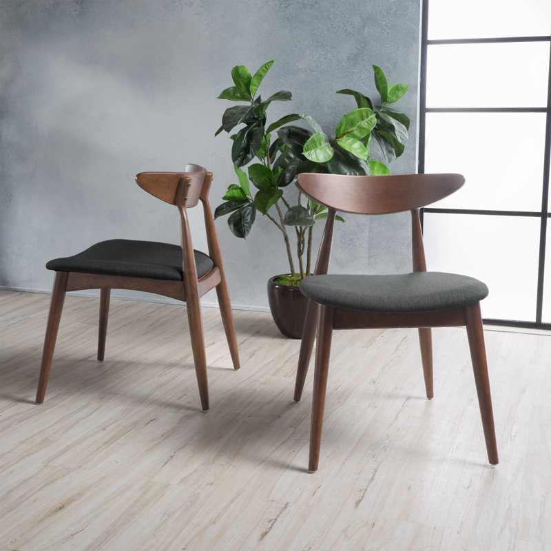 Chaise d'appoint rembourrée Drumnadrough, Gris anthracite, Noyer