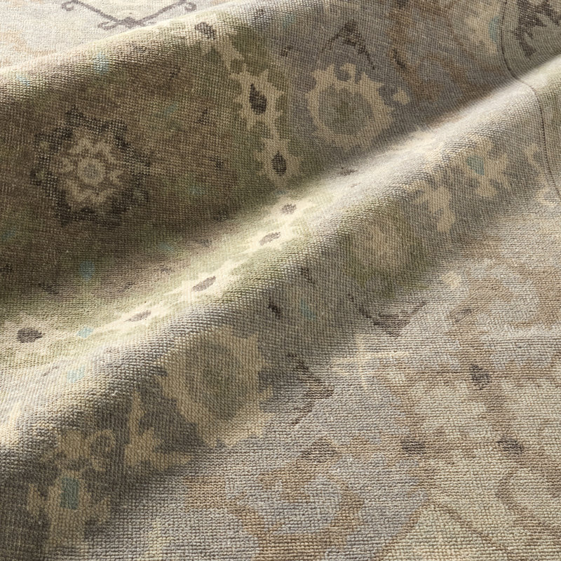 Hand Knotted Wool Vintage Look Area Rug, Rectangle 9 x 13