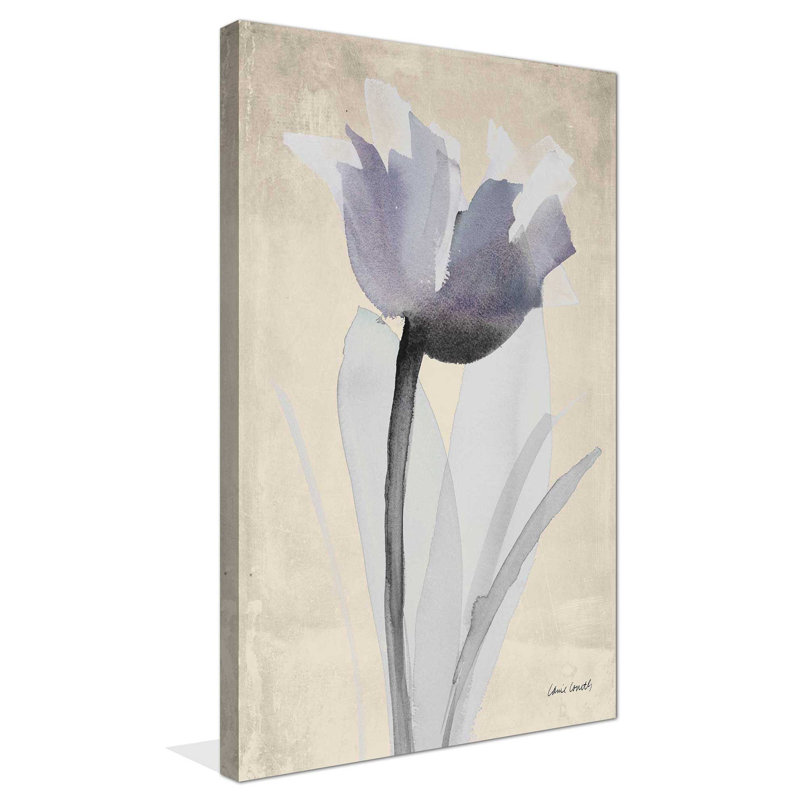 «Single Purple Whisper», reproduction de peinture à l'aquarelle, H 30 po x l 18 po x P 1 po, Toile tendue