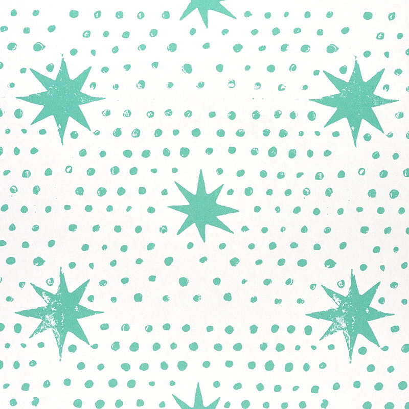 Schumacher x Molly Mahon Spot & Star Wallpaper, Seaglass