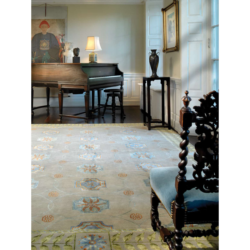 Corinth Oriental Area Rug in Olive/Gray/Gold, Rectangle 9' x 12'