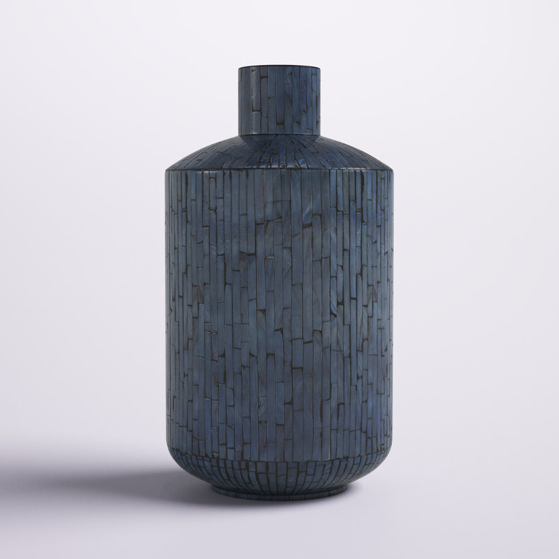 Vase de table en bois massif bleu Eickhoff, H 17,60 po x l 9,90 po x P 9,90 po